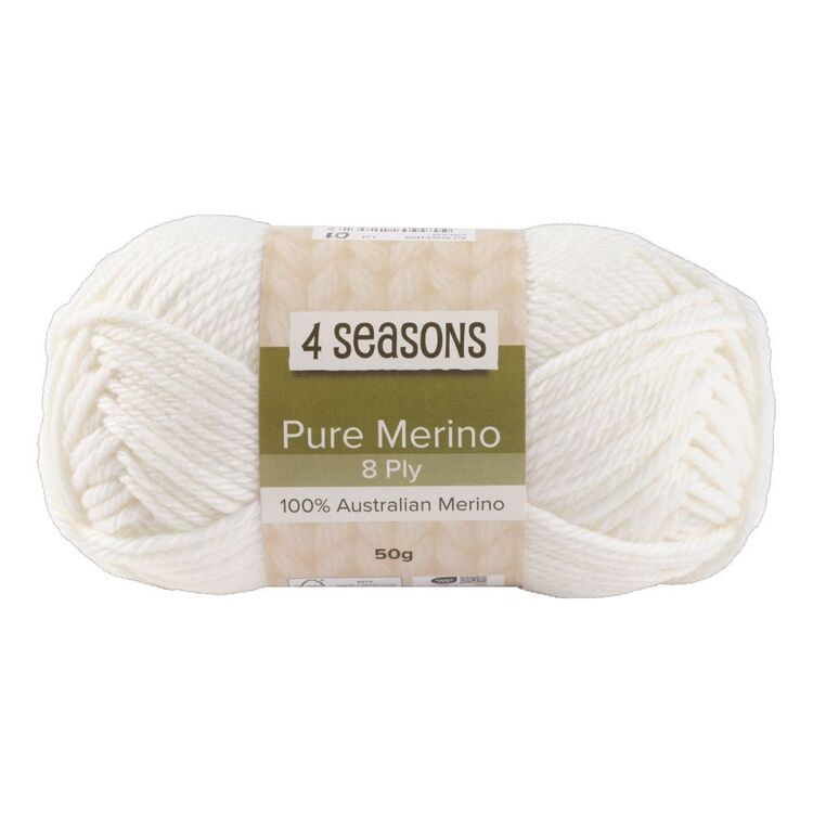 4 Seasons 8 Ply Pure Merino 50g Yarn Cream | Spotlight Australia