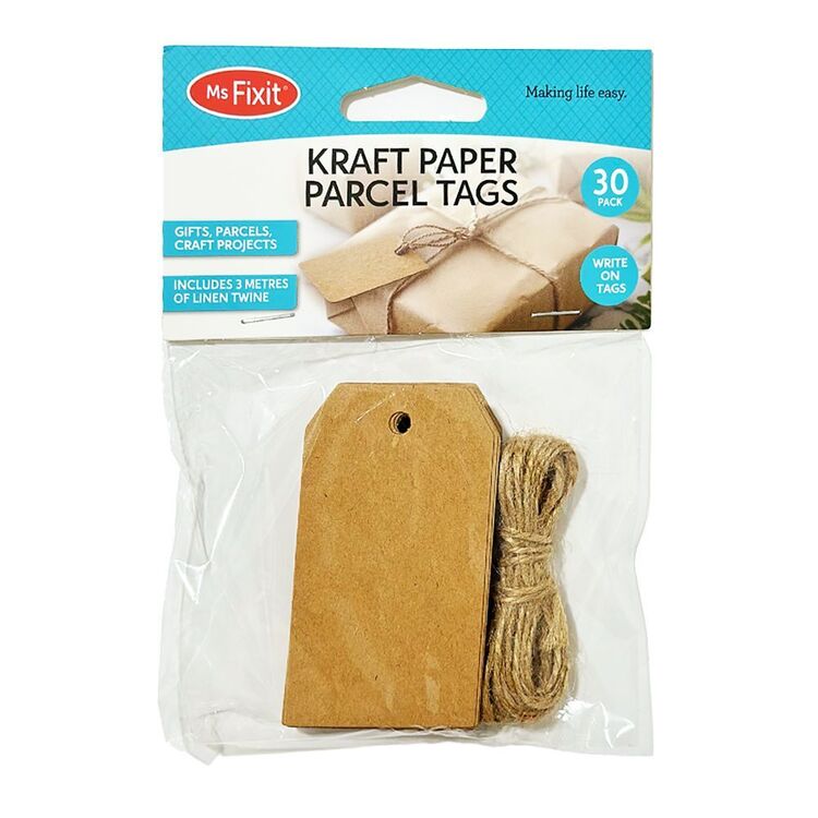 Ms Fix-It Kraft Paper Parcel Tags Natural