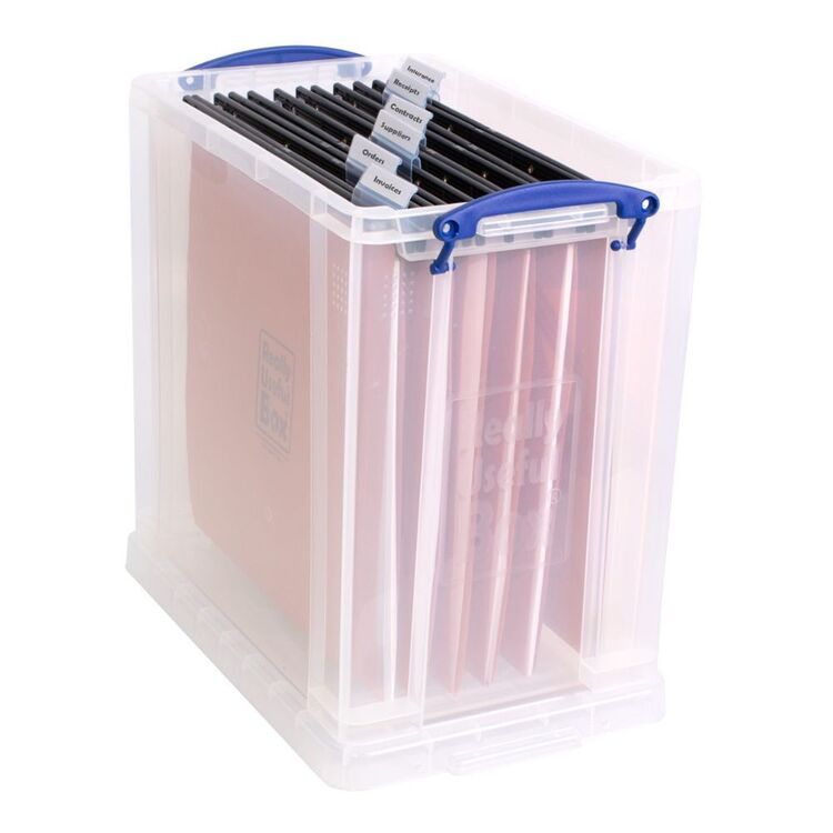 Mular File Box Really Useful Boxes 25L With 5 Files Storage Box Clear | Spotlight ...