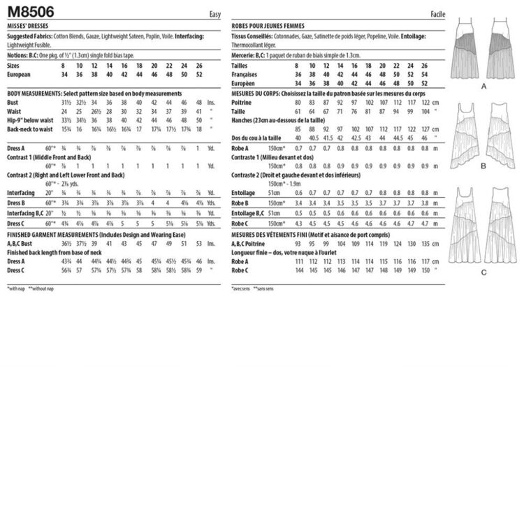 M8506 Pattern McCall's M8506 Misses' Asymmetric Tiered Dresses Pattern | Spotlight ...