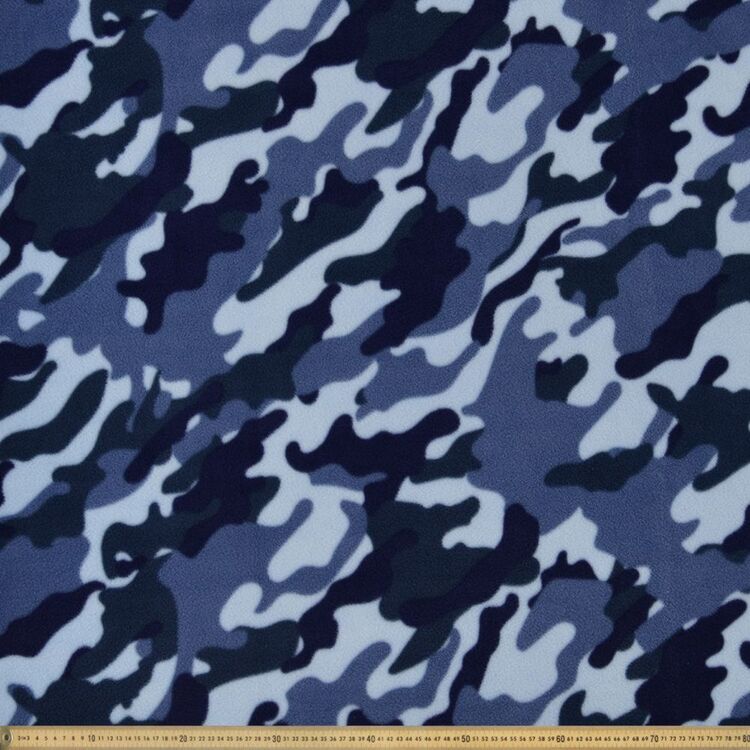 Husky Camo Print 148 cm Polar Fleece Fabric Blue