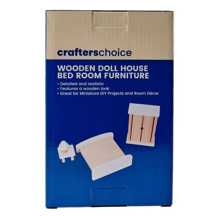 Crafters Choice Wooden Doll House Bed Room Furniture Natural