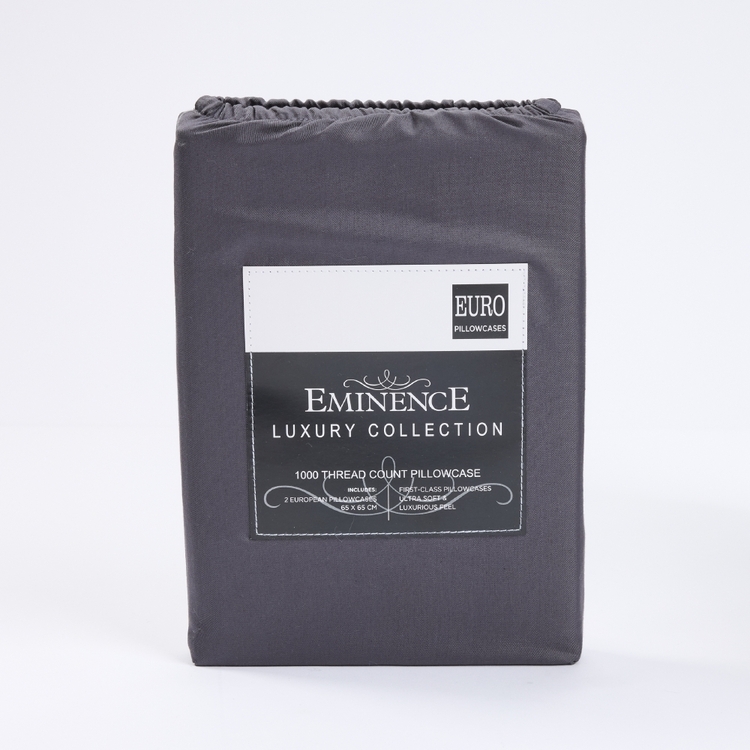 Eminence 1000 Thread Count European Pillowcase 2 Pack Charcoal European
