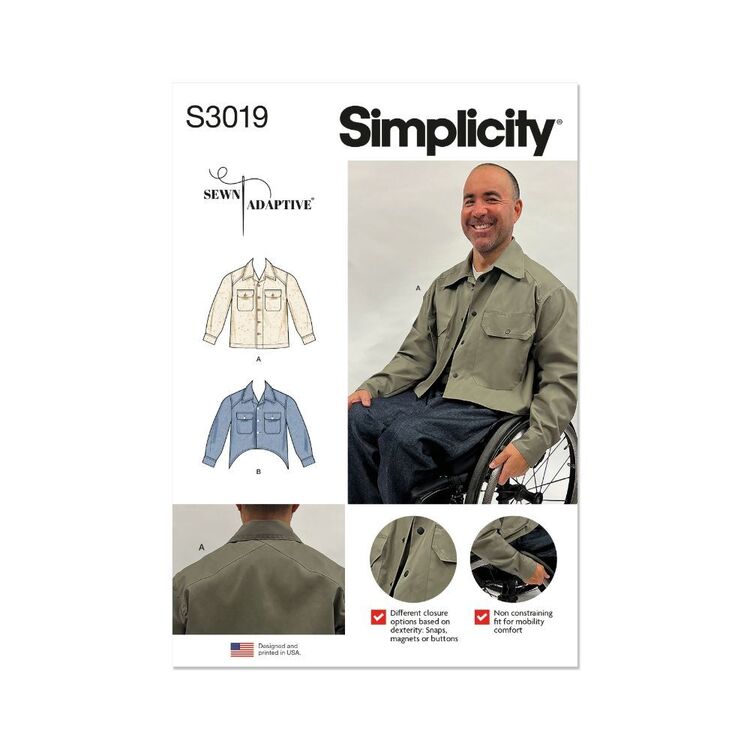 Simplicity S3019 Unisex Adaptive Shacket Pattern by Sewn Adaptive