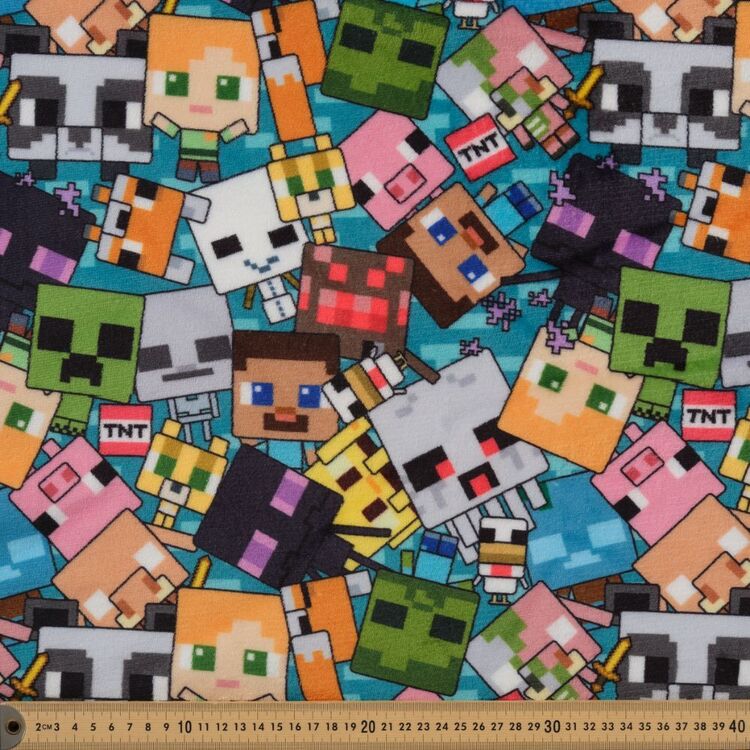 Minecraft Fabic Minecraft Collage Cosy Fleece Fabric Multicoloured | Spotlight Australia