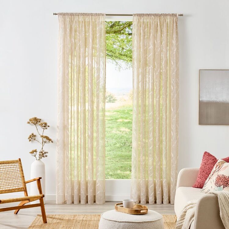 Filigree Fiore Sheer Continuous Curtain Natural