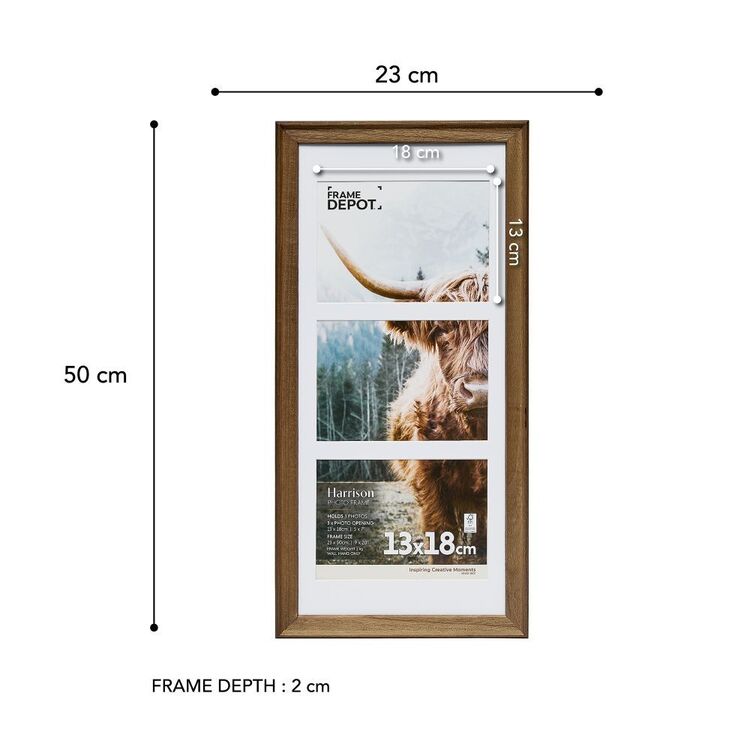 Frame 13 Frame Depot Harrison Solid Wood Triple Display Photo Frame Brown 13 x ...