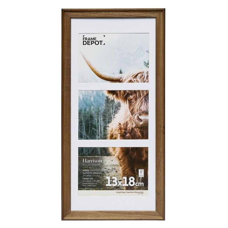 Frame 13 Frame Depot Harrison Solid Wood Triple Display Photo Frame Brown ...