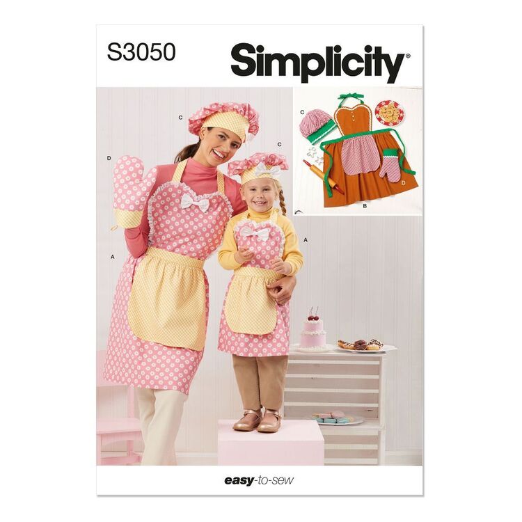 Simplicity S3050 Sewing Pattern Children's and Misses' Apron, Mitts and Hat