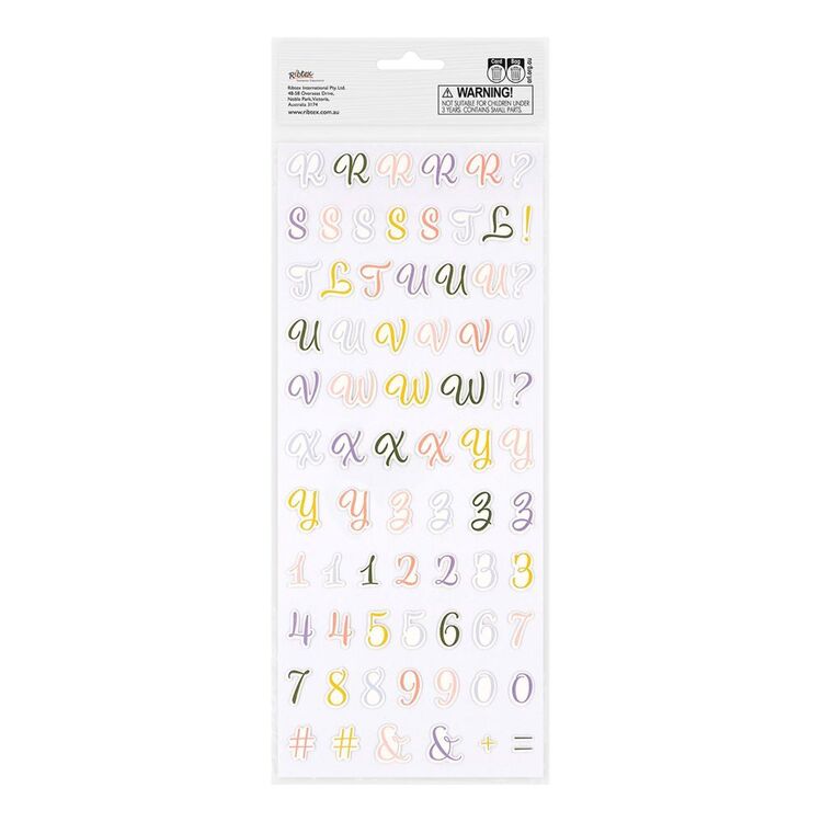 R Script Sticker Dimensions Script Alpha Stickers Multicoloured | Spotlight Australia