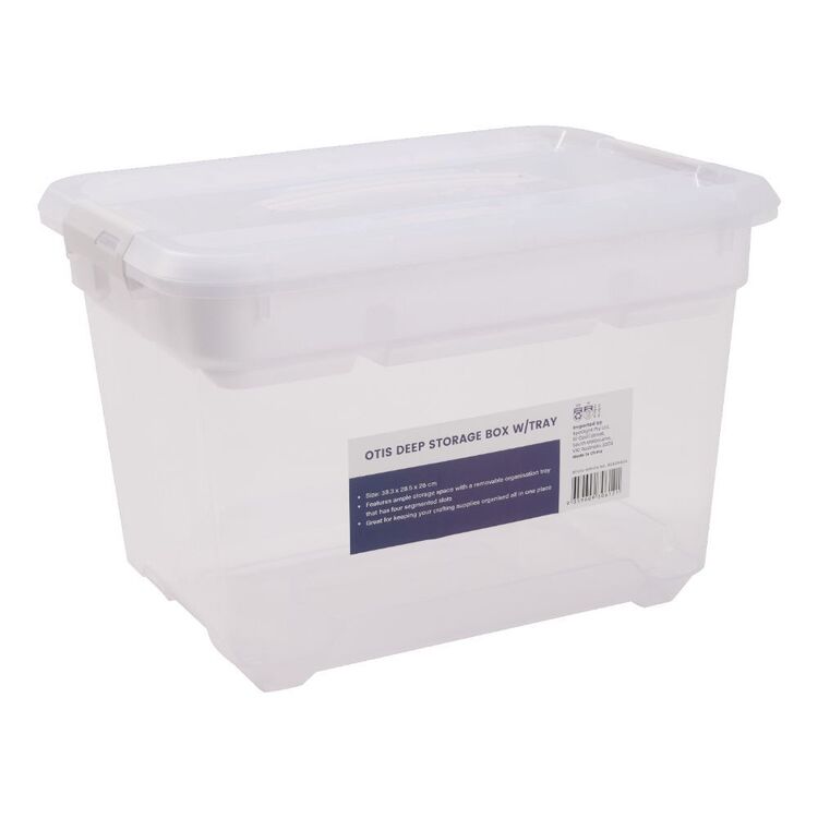 Otis Deep Storage Box With Tray Clear
