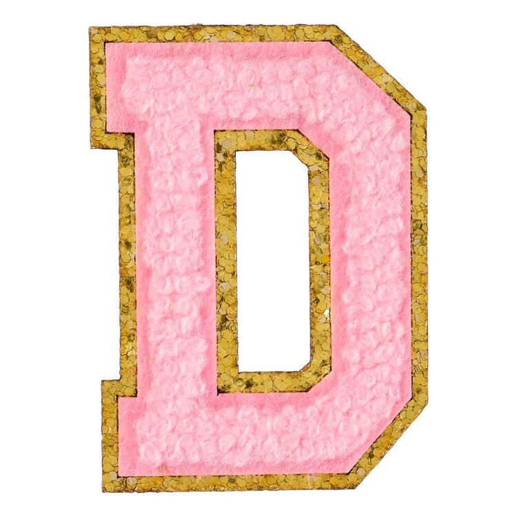 Maria George Iron-On Motif Chenille Alphabet Letter D Pink 55 mm