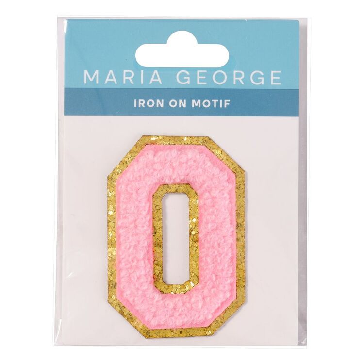 Maria George Iron-On Motif Chenille Alphabet Letter O Pink 55 mm