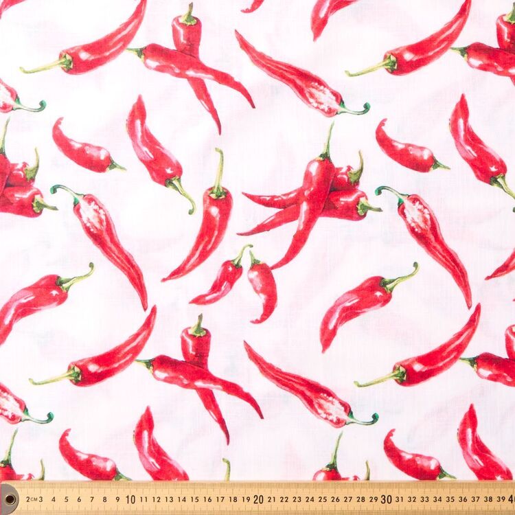 Subli Pattern Red Spicy Chilli Printed 112cm Cotton Slub Fabric Red | Spotlight Australia