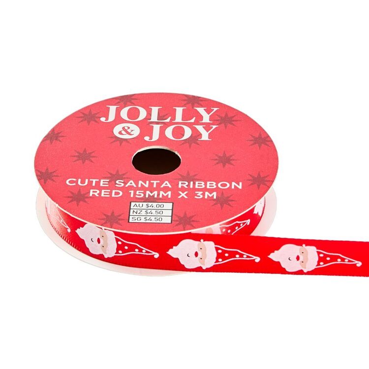 Joy Ribbon Jolly & Joy Cute Santa Ribbon Red