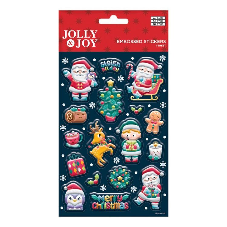 Jolly Patch Sticker Jolly & Joy Embossed Christmas Stickers Assorted