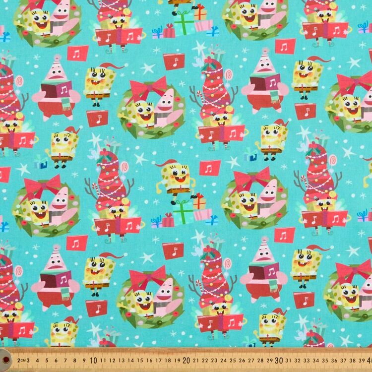 Spongebob Christmas 112cm Quilting Fabric Green - Main Image