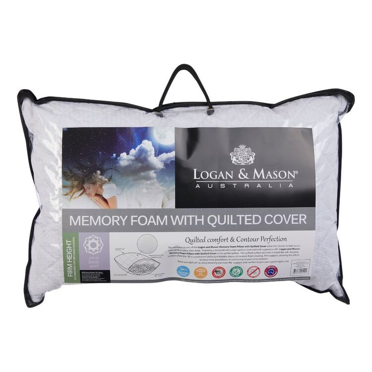 Logan Mason Foam Pillow With Quilted Cover White