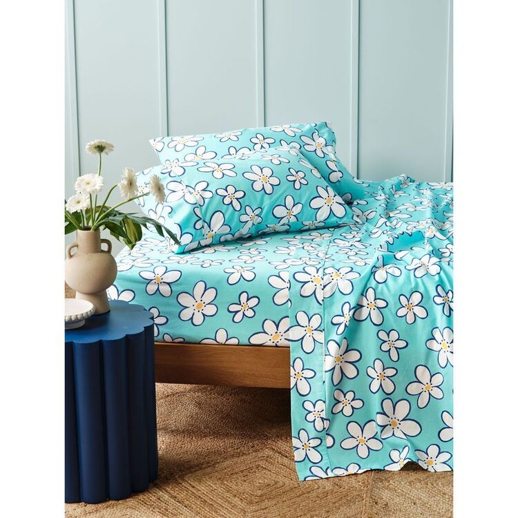 Cathie Maney Daisy Sheet Set Daisy Blue Double