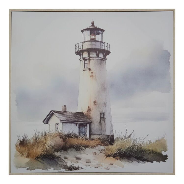 White Home Lighthouse Framed Wall Art Multicoloured | Spotlight New Zealand