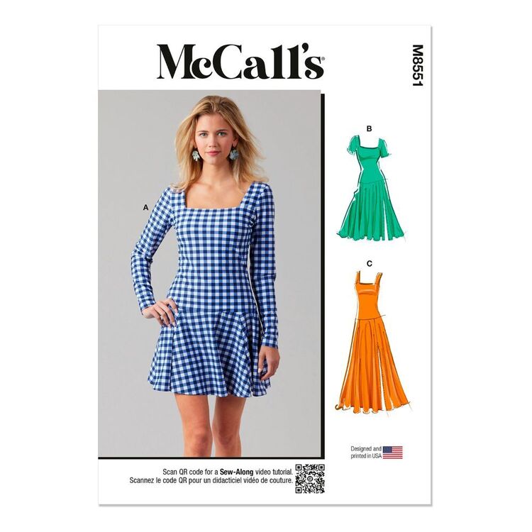 McCall's M8551 Misses' and Miss Petite Knit Dresses Pattern 14 22