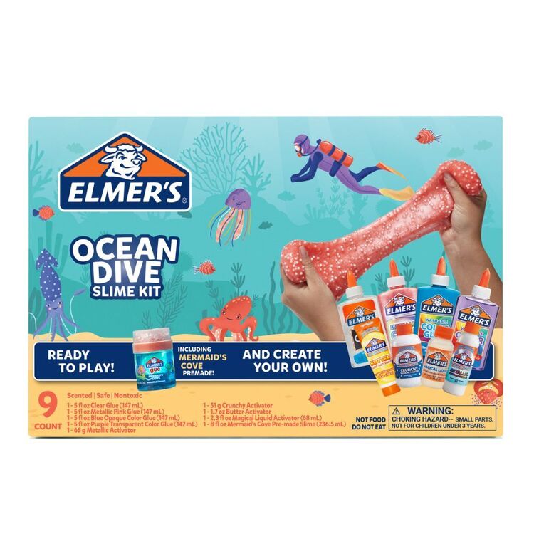 Elmer's Ocean Dive Slime Kit 9 Pack Multicoloured 9 Pack