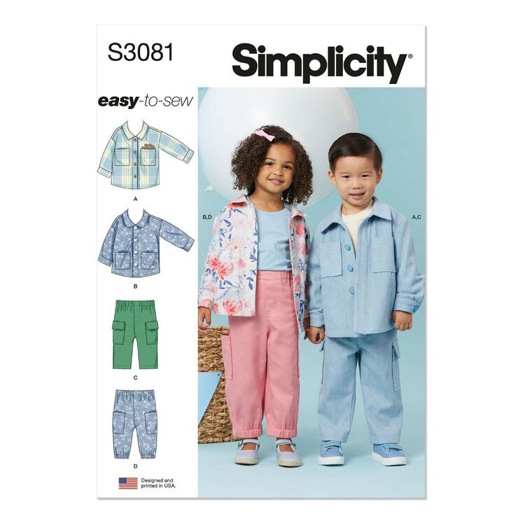 Simplicity S3081 Toddlers' Jacket & Pants Pattern White