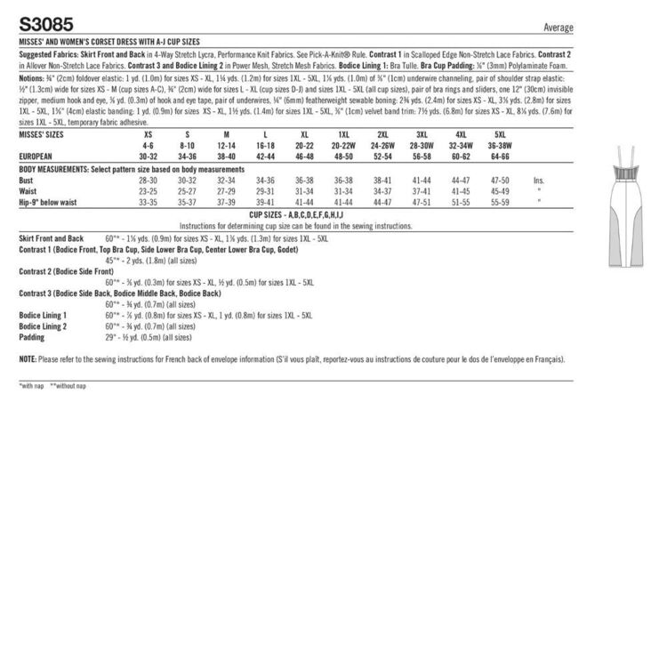 S3085 Pattern Simplicity S3085 Misses' & Women's Corset Dress Pattern White ...