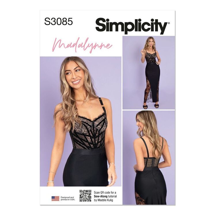 S3085 Pattern Simplicity S3085 Misses' & Women's Corset Dress Pattern White ...