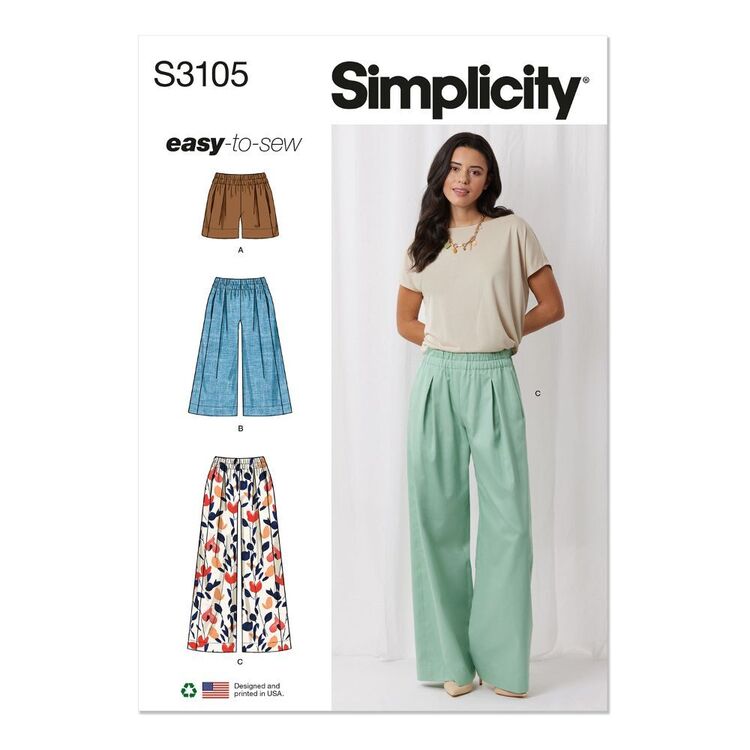 Simplicity S3105 Misses' Shorts & Pants Pattern White XS - XXL (Paper)