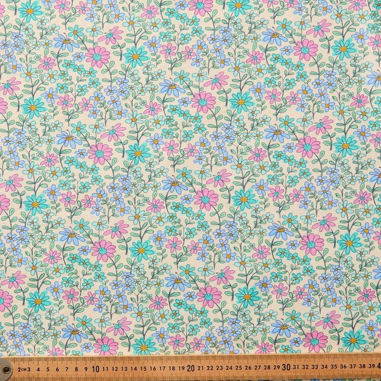 Daisy Field Florals Printed 112cm Cotton Fabric Yellow | Spotlight ...
