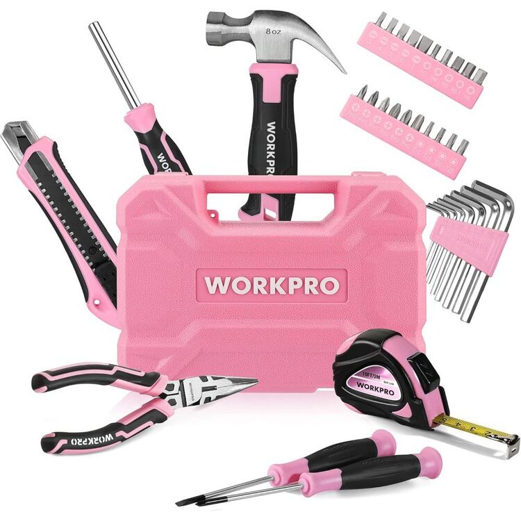 Work Pro Mini 35 Piece Household Tool Set Pink