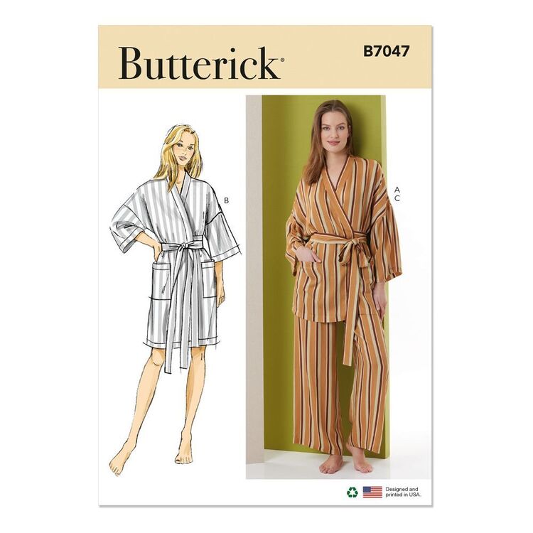 Butterick Robe Pattern Butterick B7047 Misses' Robe in Two Lengths and Pants Sewing Pattern ...