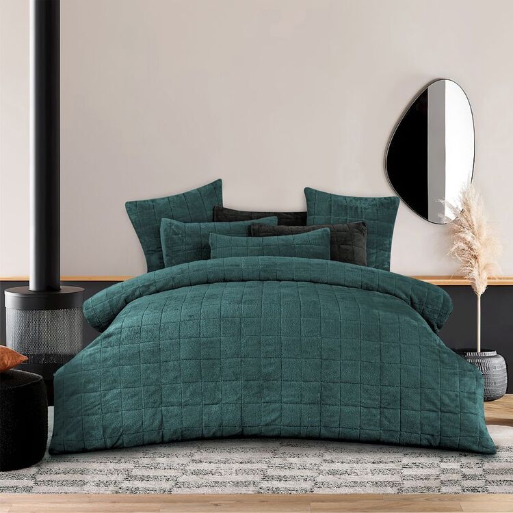 KOO Stevie Teddy Quilt Cover Set Teal Double | Spotlight Australia
