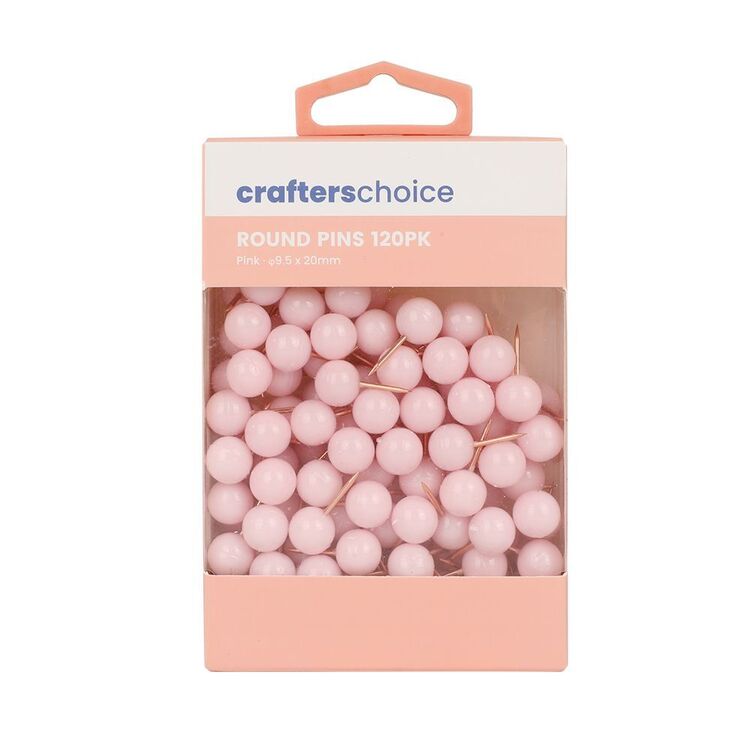 Drawing Pin Pink Crafters Choice Round Pins 120 Pack Pink | Spotlight Australia