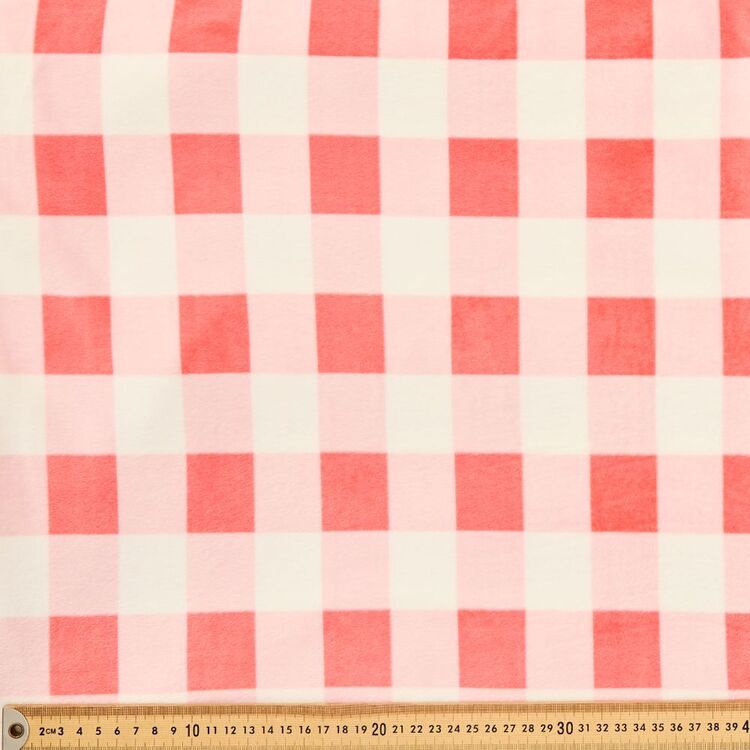 Pink Fleece Patterned Minky Check 148cm Printed Fleece Fabric Pink | Spotlight Australia