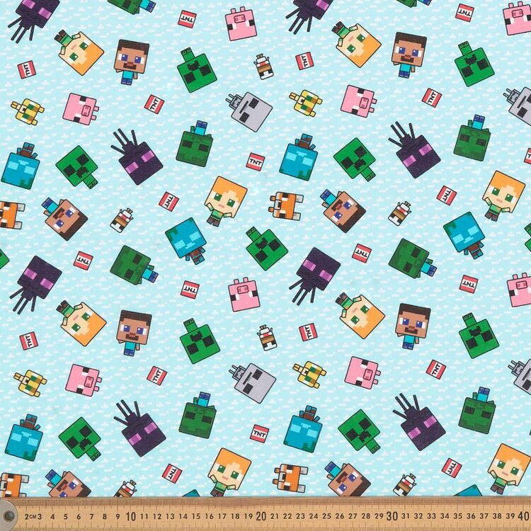 Minecraft Printed Light Homespun Fabric Blue | Spotlight New Zealand