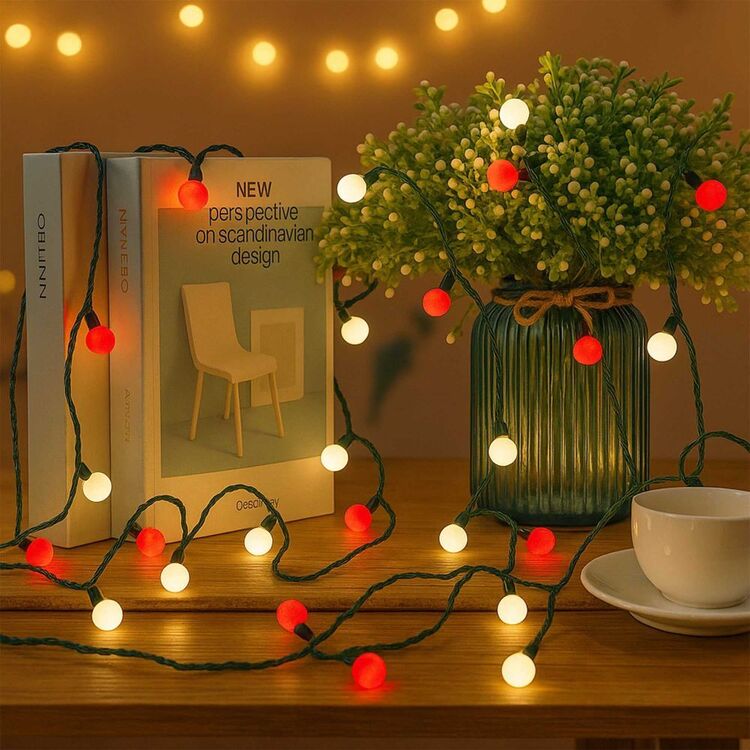 Led Cherry String Light Lexi Lighting LED Cherry Ball String Lights White | Spotlight Australia