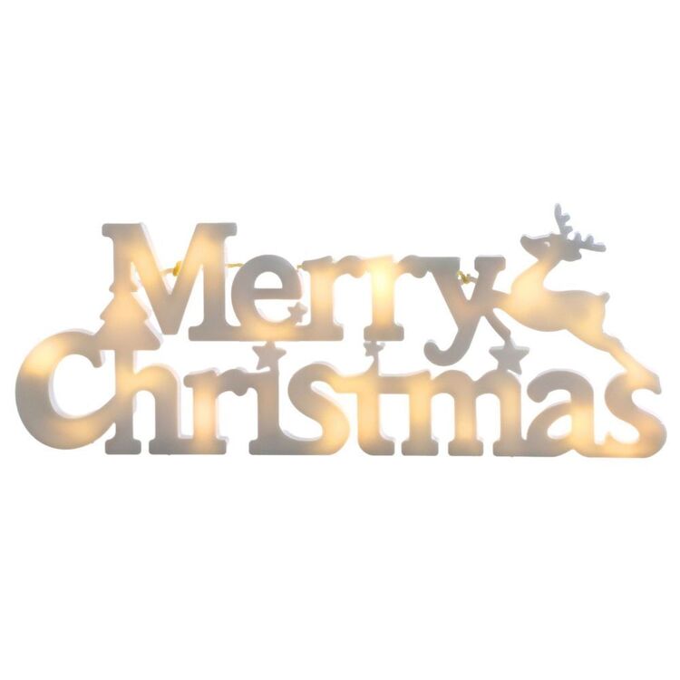 Lexi Lighting Battery Operated Merry Christmas Sign Warm White 40 cm
