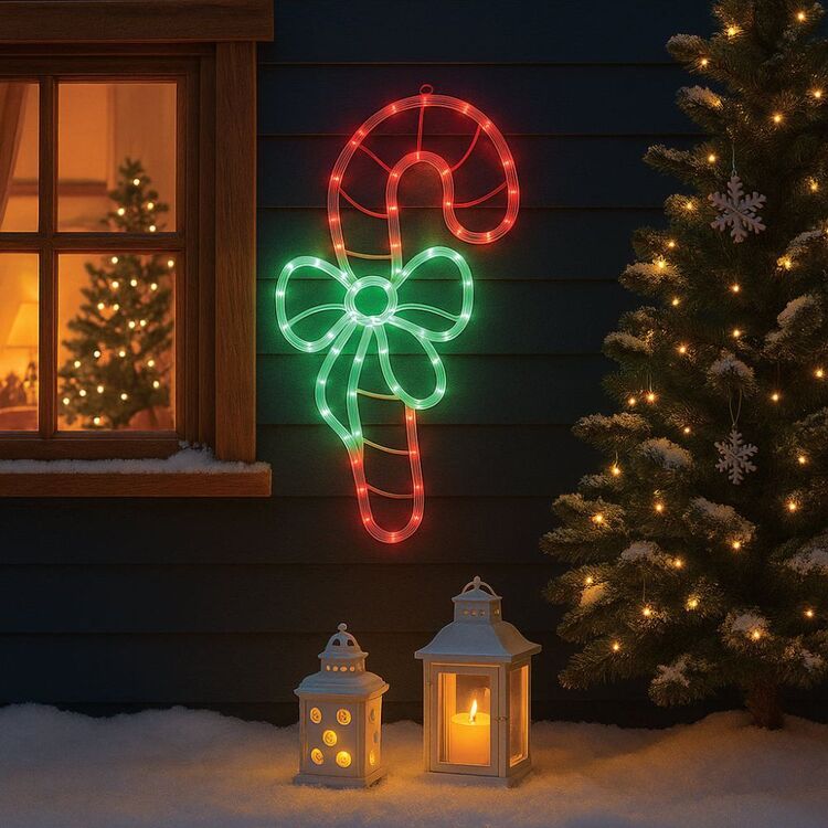 Candy Cane Roping Lights Lexi Lighting LED Silhouette Candy Cane Rope Light Red & Green