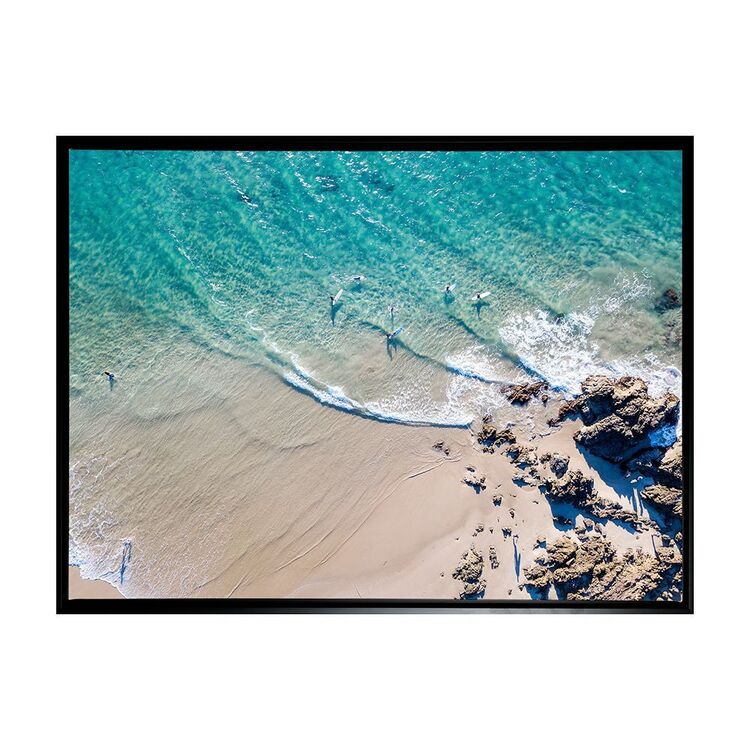 Arbour Studio Tide Rolls In Frame Canvas Black Frame 105 x 140 cm