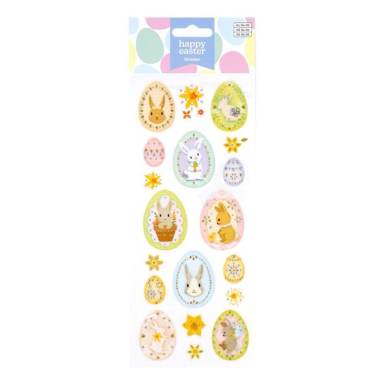 Oster Sticker Happy Easter Glitter Luxe Egg & Bunny Stickers Multicoloured