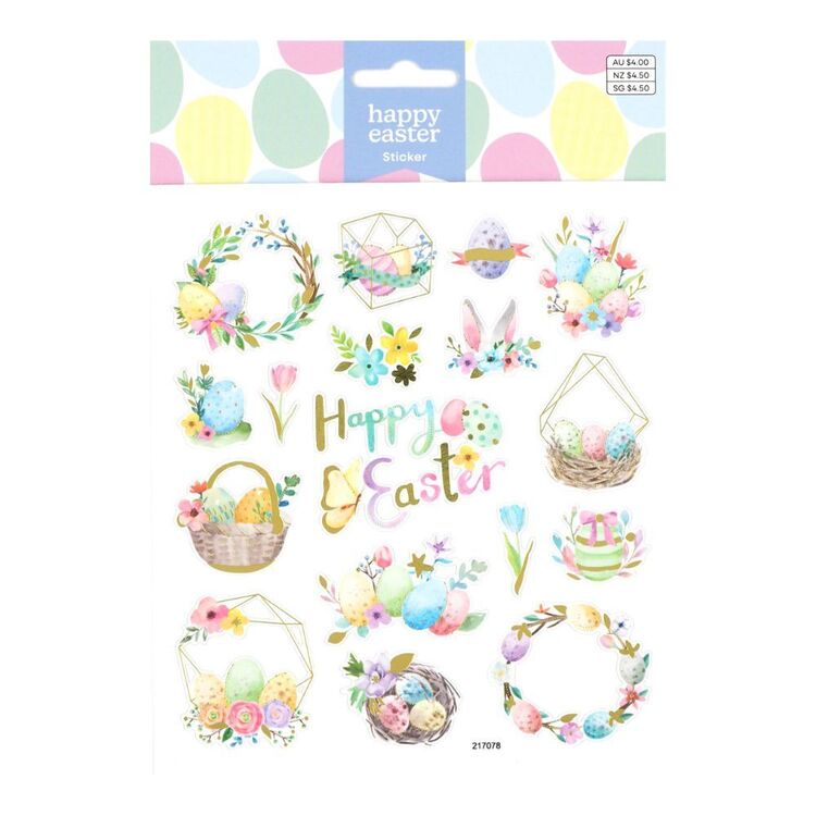 Happy Easter Paper Foil Easter Stickers Multicoloured