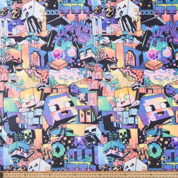 Minecraft Fabic Minecraft Printed 148cm Fleece Fabric Multicoloured | Spotlight Australia