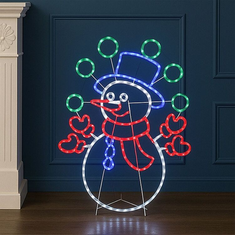 Lexi Lighting 98cm Juggling Snowman Animated Rope Light Silhouette RGB