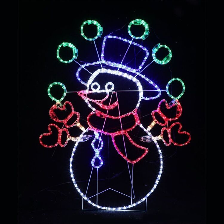Lexi Lighting 98cm Juggling Snowman Animated Rope Light Silhouette RGB
