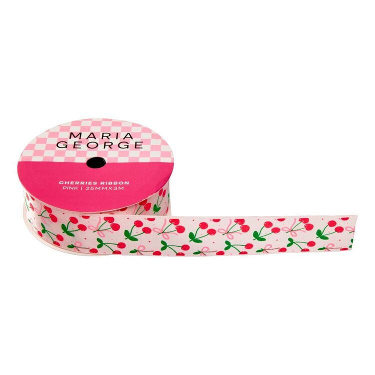 Maria Ribbons Maria George Cherries Ribbon Red | Spotlight Australia