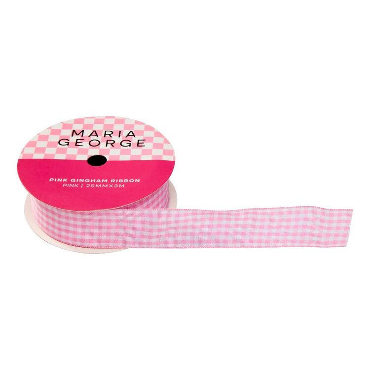 Maria Ribbons Maria George Gingham Ribbon Pink | Spotlight Australia