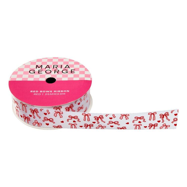 Maria Ribbons Maria George Bows & Hearts Ribbon Red | Spotlight Australia
