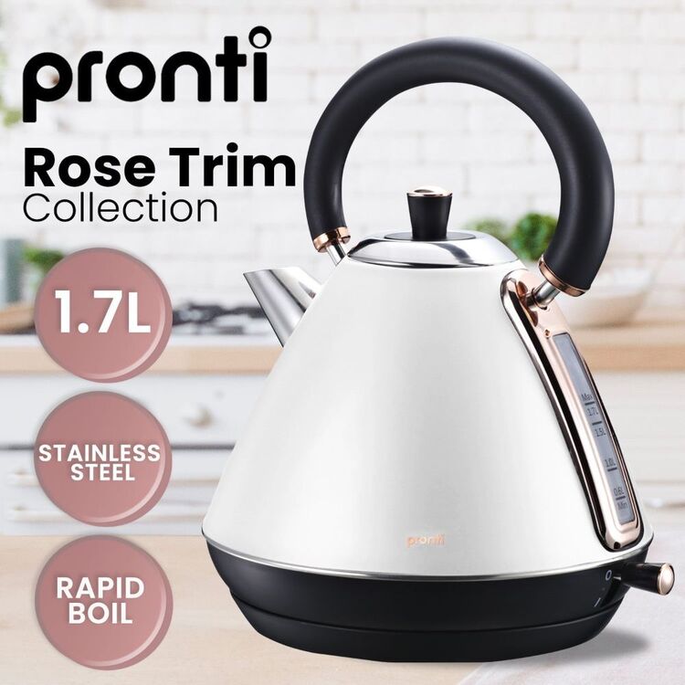 Kettel Roes Pronti 1.7L Rose Trim Collection Kettle White | Spotlight Australia